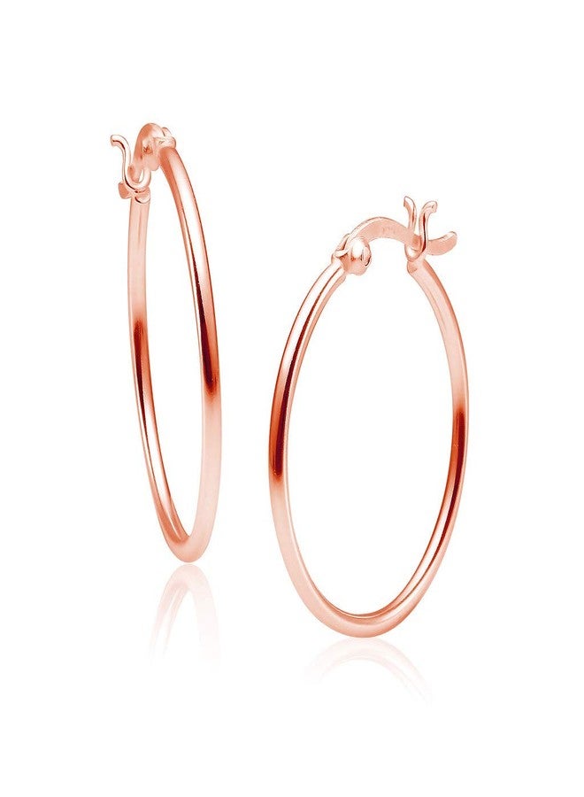 Big Apple Hoops - 925 Sterling Silver 15mm-50mm Lightweight Click Top Hoop Earrings in 3 Colors Rose, Silver or Gold - Image 1